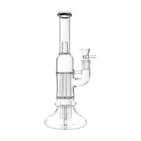 PILOTDIARY 12 Inch Tree Perc Bong front view on white background with clear glass and smooth hits