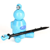 Blue borosilicate glass dabbing set with dabber, carb cap & stand for concentrates, front view