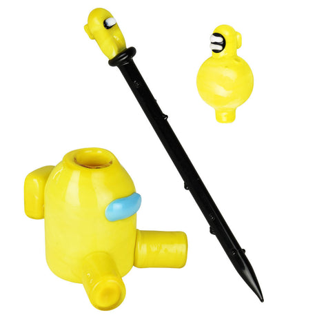 Assorted color dabbing set with dabber, carb cap and stand on white background