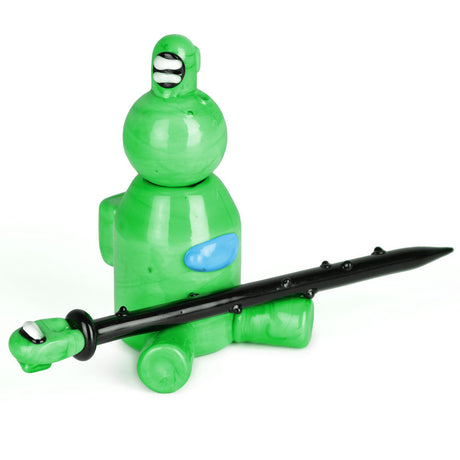 Assorted colors glass dabbing set with dabber, carb cap & stand on white background