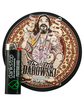 DabPadz 5" Rubber Dropmat 'The Big Dabowski' design with lighter for scale, top view