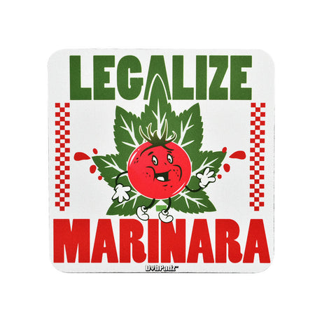 DabPadz Square Dab Mat with 'Legalize Marinara' print, non-slip rubber base, 6"x6" size - Top View