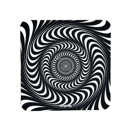 DabPadz Fabric Top Dab Mat with Hypnotic Swirl Design - Rubber Base, 6"x6" Square