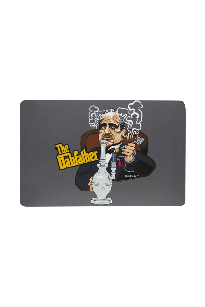 DabPadz 'The Dabfather' Large Dab Mat featuring a caricature design, 10" x 16" size, front view