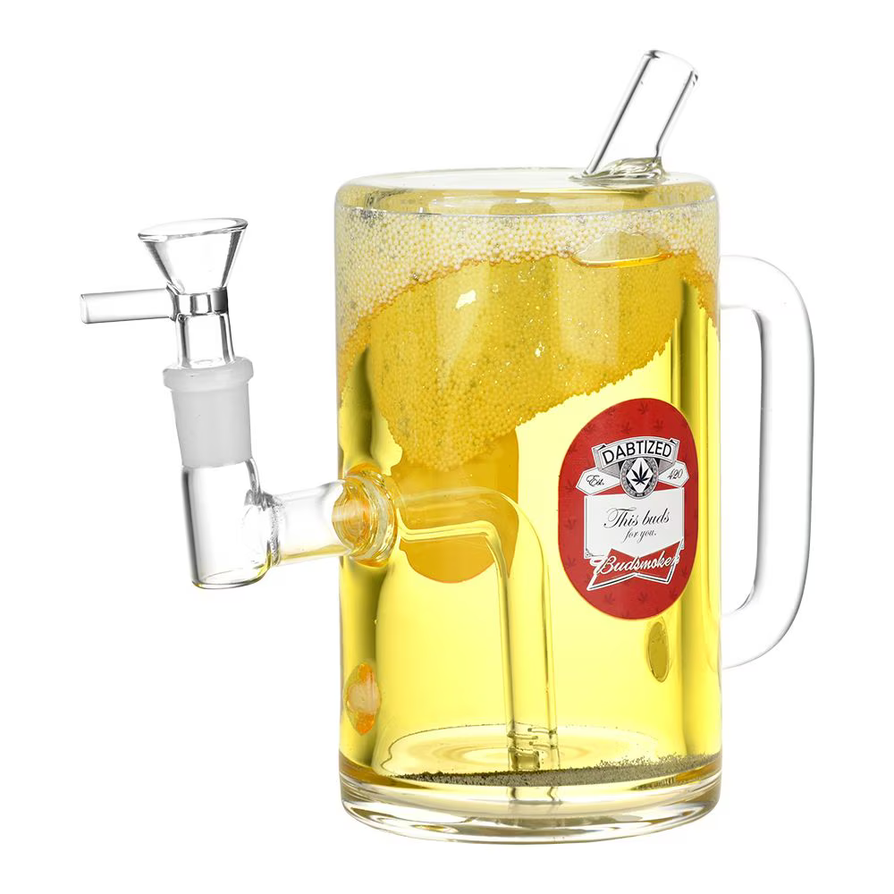 Dabtized Beer Mug Piece Glycerin Glass Water Pipe | 7" | 14mm F | Designs Vary