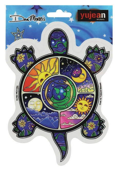 Dan Morris Night Day Turtle Sticker featuring celestial design, USA made, medium size