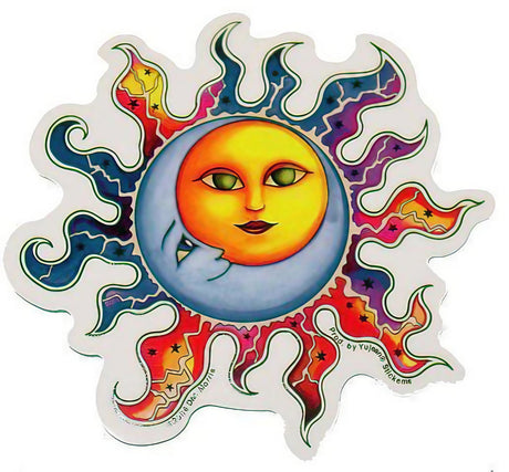 Dan Morris Sun & Moon Sticker, 4.75" vibrant celestial design with colorful accents