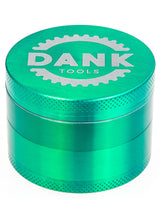 Dank Tools 50mm 4-piece Aluminum Herb Grinder in Green, Front View - Durable & Compact