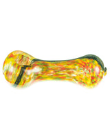 DankGeek Dichro Stripe Fritted Spoon Hand Pipe, 4.5" Compact Design, Thick Glass, Top View