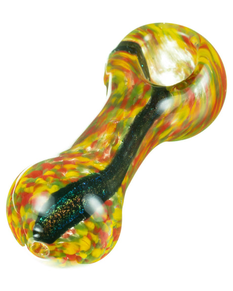 DankGeek Dichro Stripe Fritted Hand Pipe, 4.5" Heavy Wall Glass, Portable Spoon Design