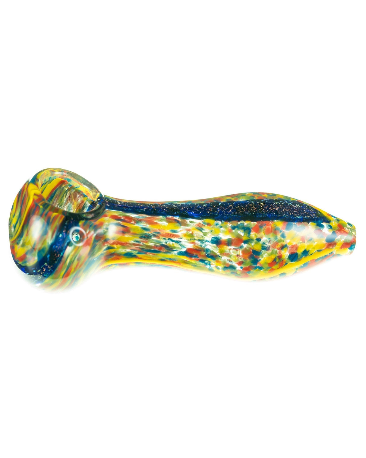DankGeek Dichro Stripe Fritted Hand Pipe, 4.5" Heavy Wall Glass, Portable Spoon Design for Dry Herbs