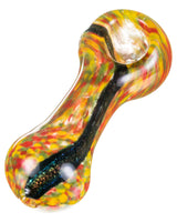 DankGeek Dichro Stripe Fritted Hand Pipe, 4.5" Compact Design, Thick Glass, For Dry Herbs, Top View