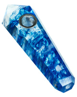 DankGeek Melted Quartz Stone Pipe, 4.5" Blue, Compact Design, for Dry Herbs, Top View