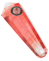 DankGeek Melted Quartz Stone Pipe in Red - Compact 4.5" Spoon Design for Dry Herbs