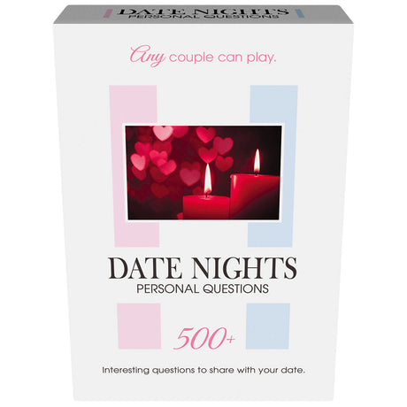 Date Nights Personal Questions Game box front view, 500+ questions for couples, ideal for novelty gifts.