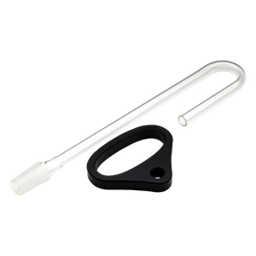Davinci Ascent U Glass Adapter, clear borosilicate glass, for bongs and vaporizers, angled view
