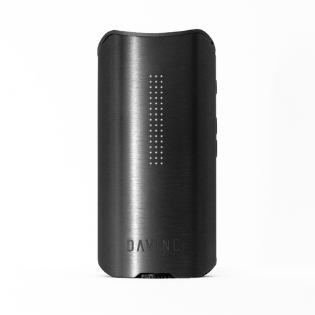 DaVinci iQ2 Vaporizer in Black - Front View on Seamless White Background, Portable Design