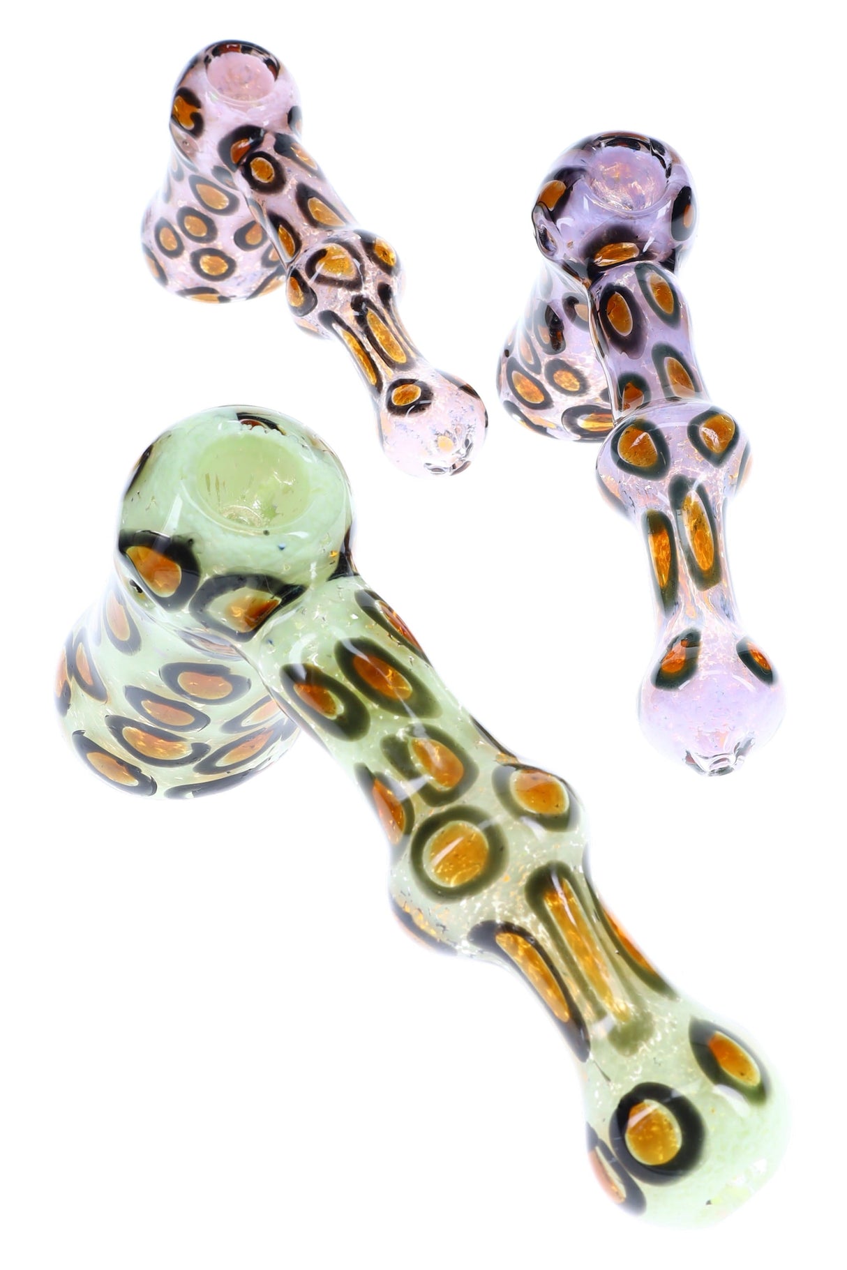 Glass Hammer Bubbler “Neon Leopard” – 8″ – Assorted Colors
