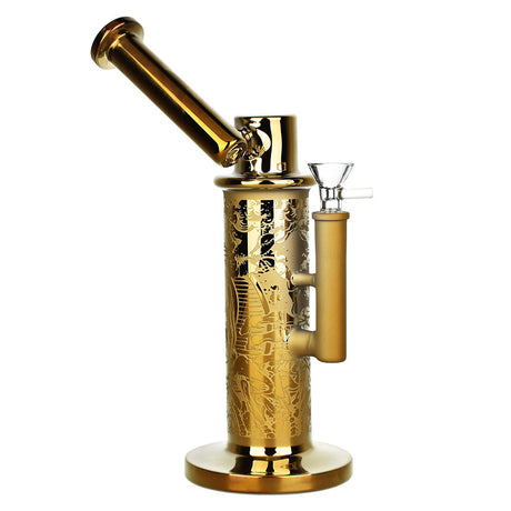 Electroplated Water Pipe with Death & Decay Design, 10.75" Tall, 14mm Female Joint, Front View