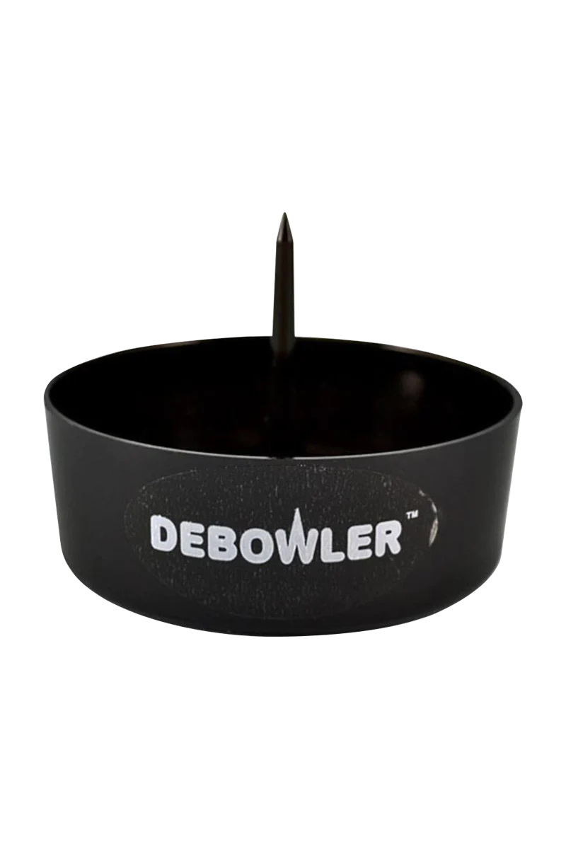 Debowler Ashtray in Black, 4" Plastic with Built-in Poker, Portable Design for Easy Cleaning