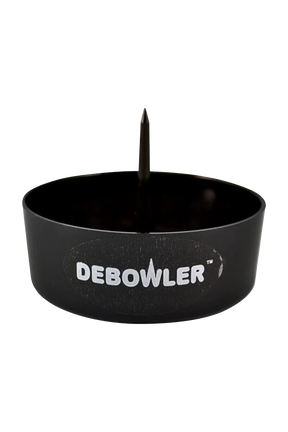 Debowler Ashtray in Black, 4" Plastic with Built-in Poker, Portable Design for Easy Cleaning