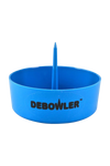 Debowler Ashtray in Blue - Portable Plastic Ashtray with Built-in Poker, 4" Size, Front View