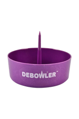 Debowler Ashtray in Purple, Portable Plastic Design with Built-in Poker, Front View