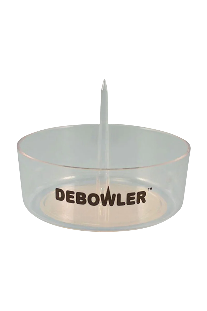 Debowler Ashtray in black, portable plastic design, ideal for bongs and pipes, top view