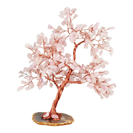 Elegant 7.5" Rose Quartz Crystal Wire Tree on a Sturdy Base, Perfect for Home Decor