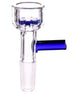 Valiant Distribution Deep-Dish Glass Screen Bowl with Blue Handle for Bongs, 10mm Male Joint, Side View