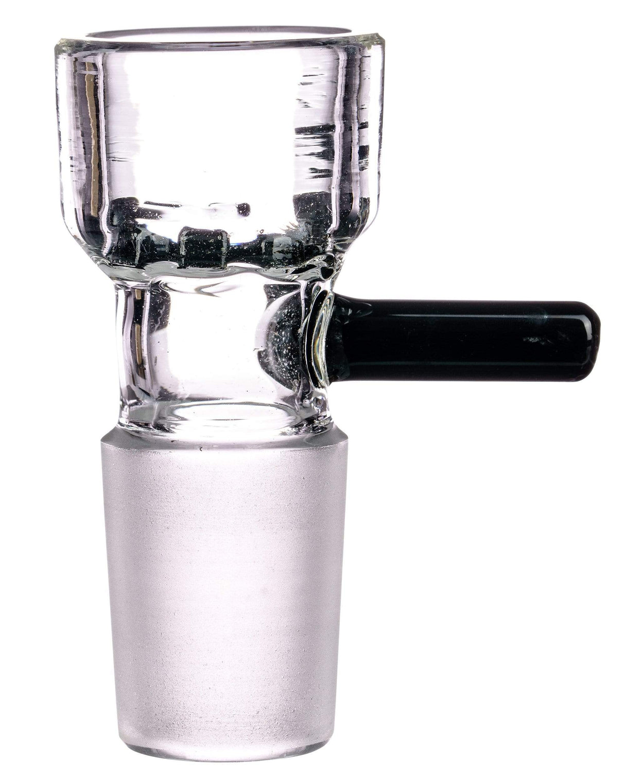 Valiant Distribution Deep-Dish Glass Screen Bowl with Black Handle, 18mm Male Joint, Front View