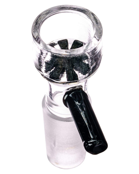 Valiant Distribution Deep-Dish Glass Screen Bowl with Black Handle for Bongs, Top View