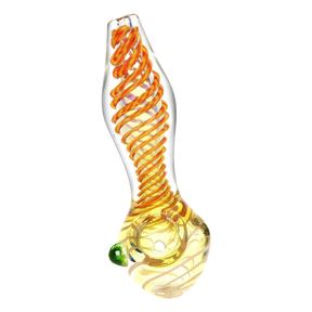 4.5" Deep Spiral Glass Spoon with Marble, Heavy Wall, Portable for Dry Herbs - Side View