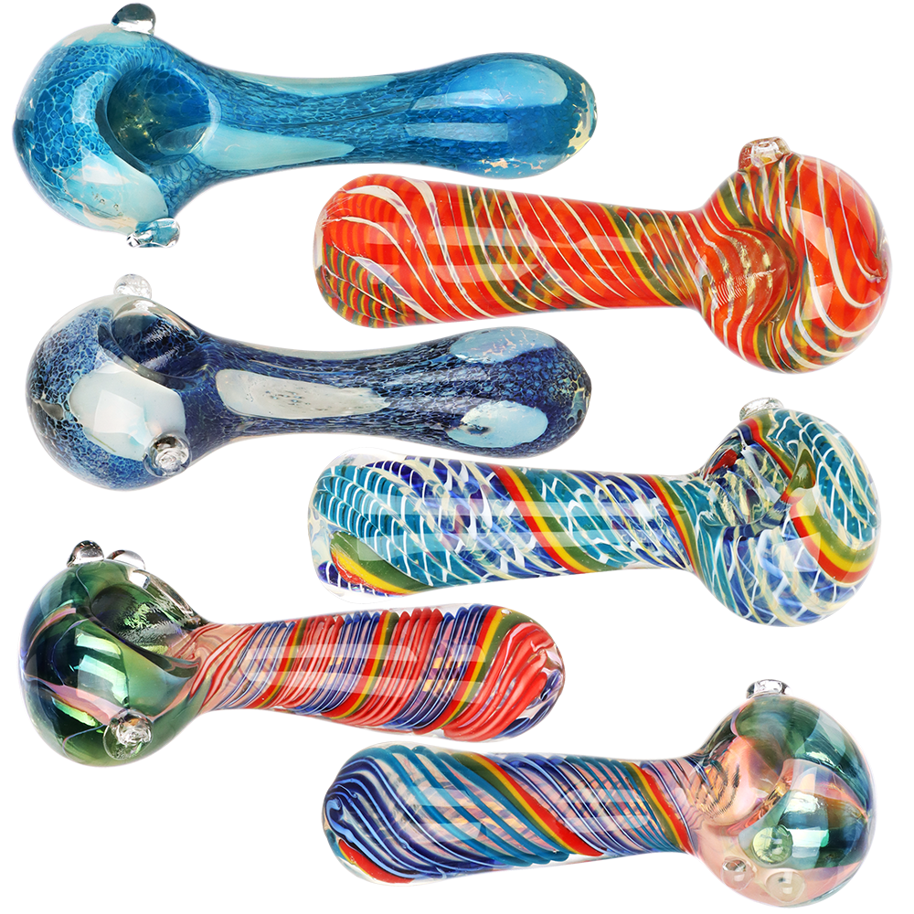 Delicious Dreams Glass Spoon Pipes | 4.5"-5" | Assorted Colors & Styles | 6ct Bundle