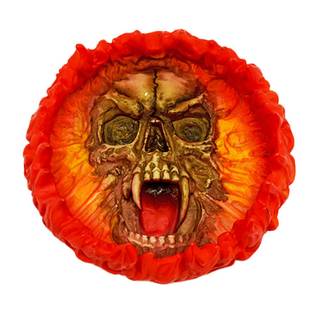Polyresin Demon Unleashed Ashtray, 5.5" x 4.5", with detailed fiery design - Top View