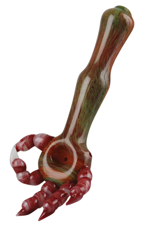 Devil Hand Spoon Pipe, Borosilicate Glass, Portable 8.5" Size, Thick Wall - Front View