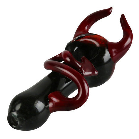 Devil Horns & Tail Fritted Hand Pipe, Borosilicate Glass, 5.75" size, Top View