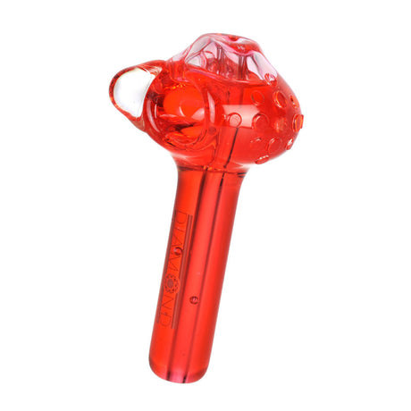 Diamond Glass 4" Red Glycerin-Filled Cooling Spoon Pipe on White Background
