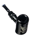 Diamond Glass - Black Classic Sherlock Hand Pipe for Dry Herbs, Borosilicate, Side View