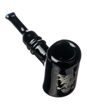 Diamond Glass - Black Classic Sherlock Hand Pipe for Dry Herbs, Borosilicate, Side View