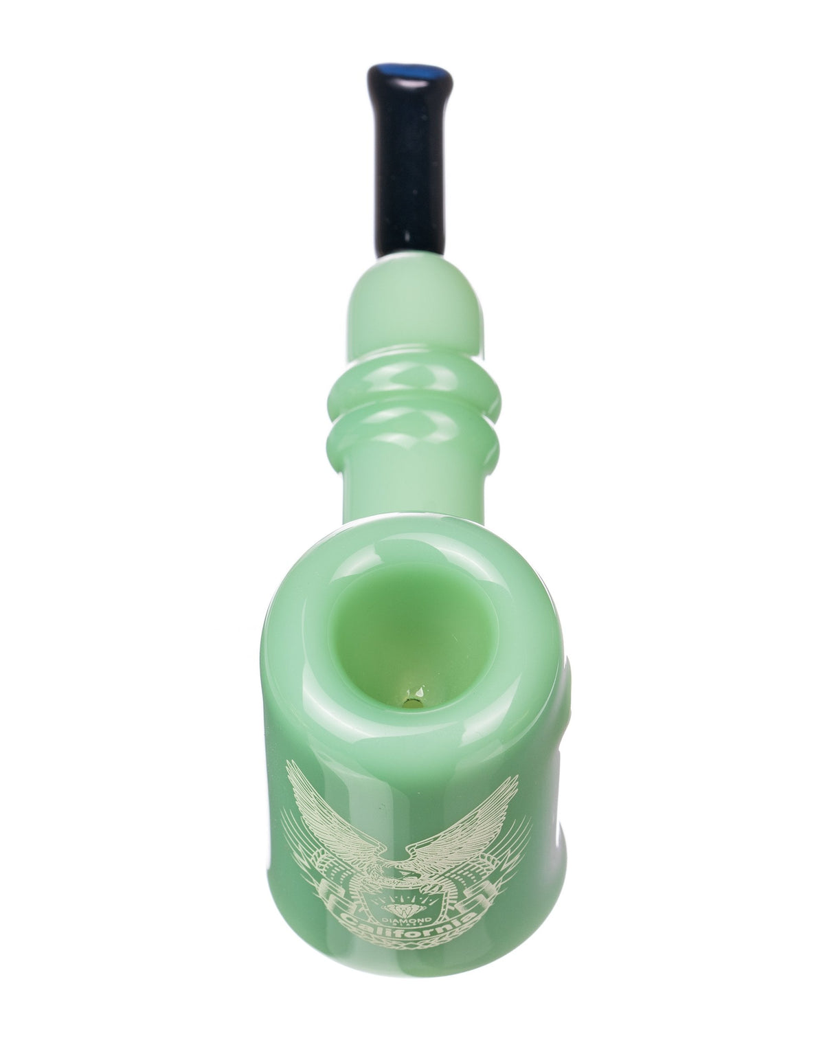 Diamond Glass - Green Classic Sherlock Hand Pipe with Deep Bowl - Front View