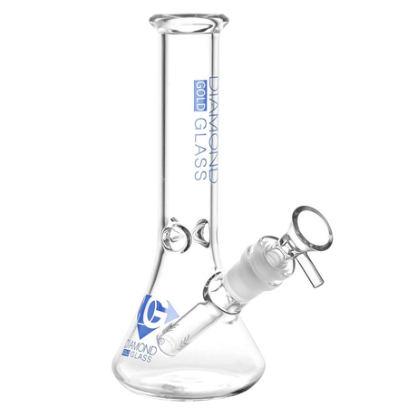 Diamond Glass Gold Diamond Mini Water Pipe | 7.75" | 14mm F | Colors Vary