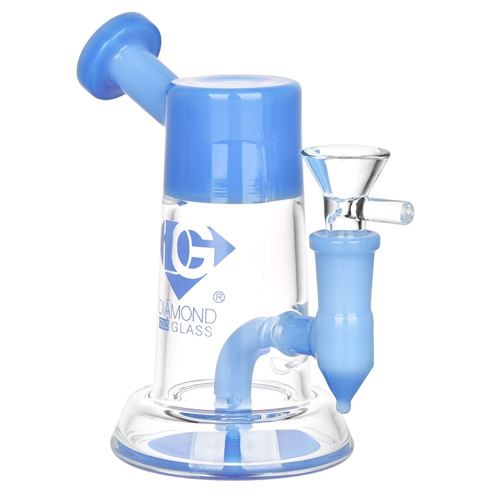 Diamond Glass Gold Diamond Stem Mini Water Pipe | 5.25" | 14mm F | Colors Vary