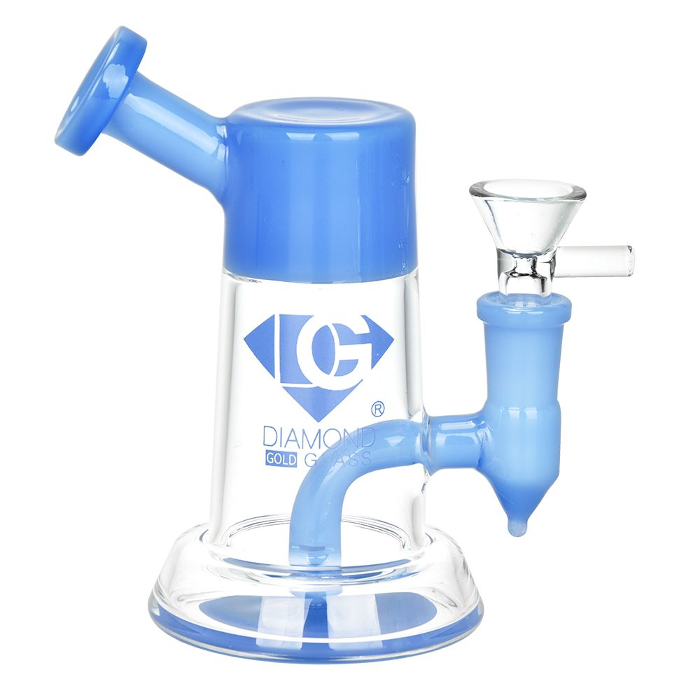 Diamond Glass Gold Diamond Stem Mini Water Pipe | 5.25" | 14mm F | Colors Vary