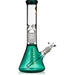 Diamond Glass 13'' Beaker Bong with Eight Arm Tree Perc in Teal, Front View on White Background