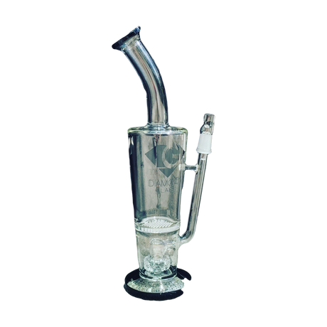 Diamond Glass Frit Cup Bong with Showerhead to Fritted Disk Perc, 13" height, outdoor view