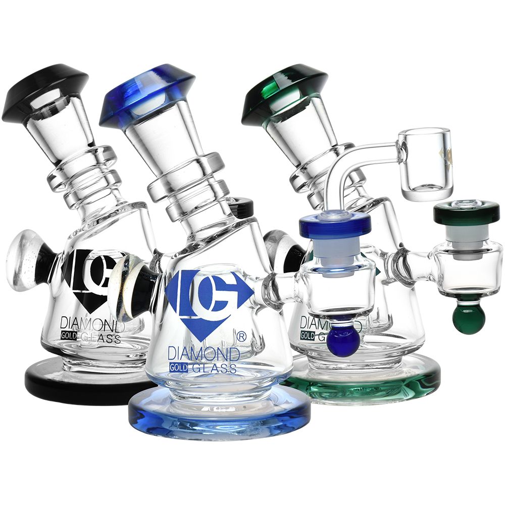 Diamond Glass Gold Hammer Perc Dab Rig | 6