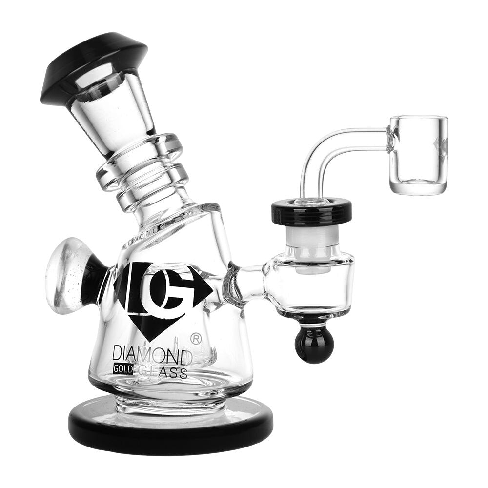 Diamond Glass Gold Hammer Perc Dab Rig | 6" | 14mm F | Colors Vary