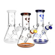 Diamond Glass Gold Hitter Water Pipes in various colors, 8" beaker design with 14mm bowl, front view