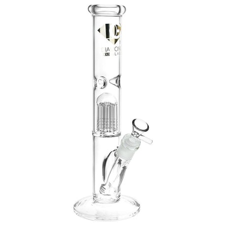 Diamond Glass Gold Pearl 8-Arm Perc Water Pipe, 12 inch height, front view on white background